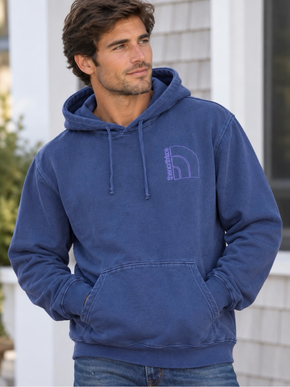 NWT The North Face Mens Garment Dye Hoodie Sweatshirt Cave Blue Size XXL 2XL